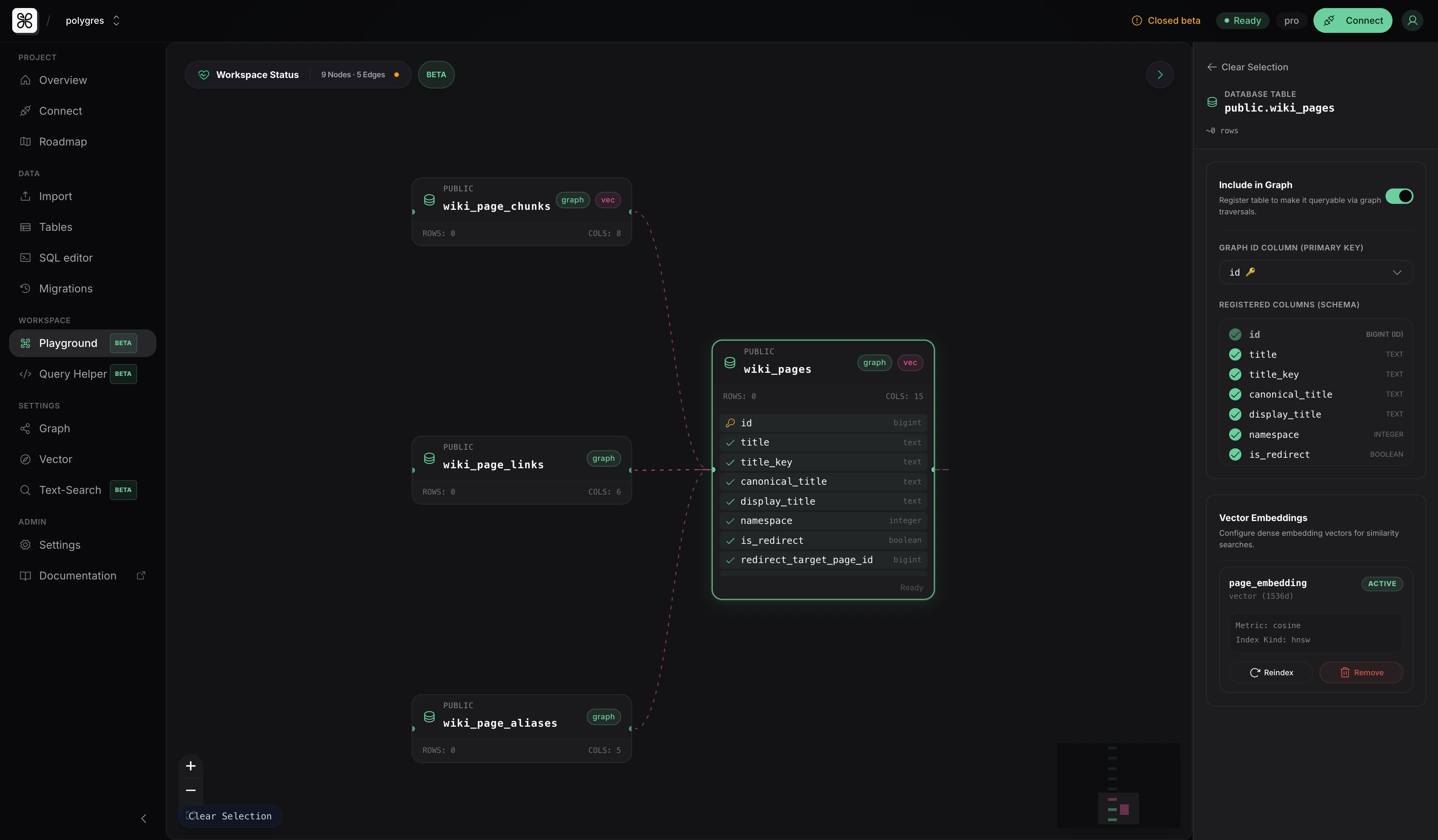 Polygres Schema Playground Dashboard